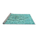 Sideview of Machine Washable Medallion Light Blue Traditional Rug, wshtr398lblu