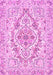 Machine Washable Medallion Pink Traditional Rug, wshtr398pnk