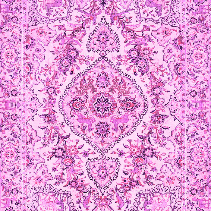 Machine Washable Medallion Pink Traditional Rug, wshtr398pnk