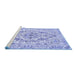 Sideview of Machine Washable Medallion Blue Traditional Rug, wshtr398blu