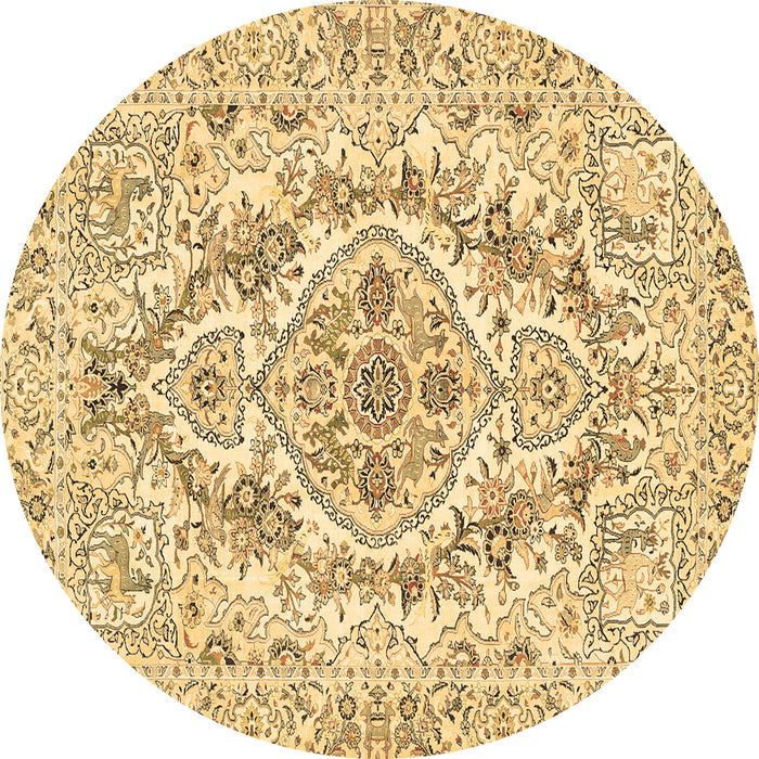 Round Medallion Brown Traditional Rug, tr398brn