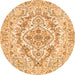 Machine Washable Medallion Orange Traditional Area Rugs, wshtr398org