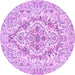 Round Medallion Purple Traditional Rug, tr398pur