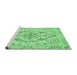 Sideview of Machine Washable Medallion Emerald Green Traditional Area Rugs, wshtr398emgrn