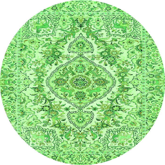 Machine Washable Medallion Green Traditional Area Rugs, wshtr398grn