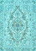 Machine Washable Medallion Light Blue Traditional Rug, wshtr398lblu