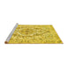 Sideview of Machine Washable Medallion Yellow Traditional Rug, wshtr398yw