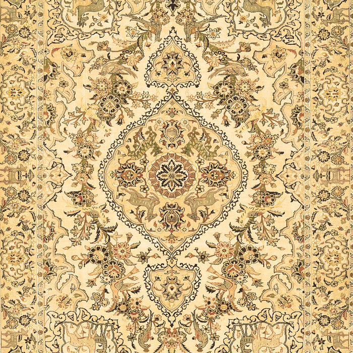 Machine Washable Medallion Brown Traditional Rug, wshtr398brn