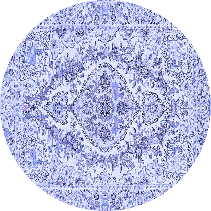 Round Medallion Blue Traditional Rug, tr398blu