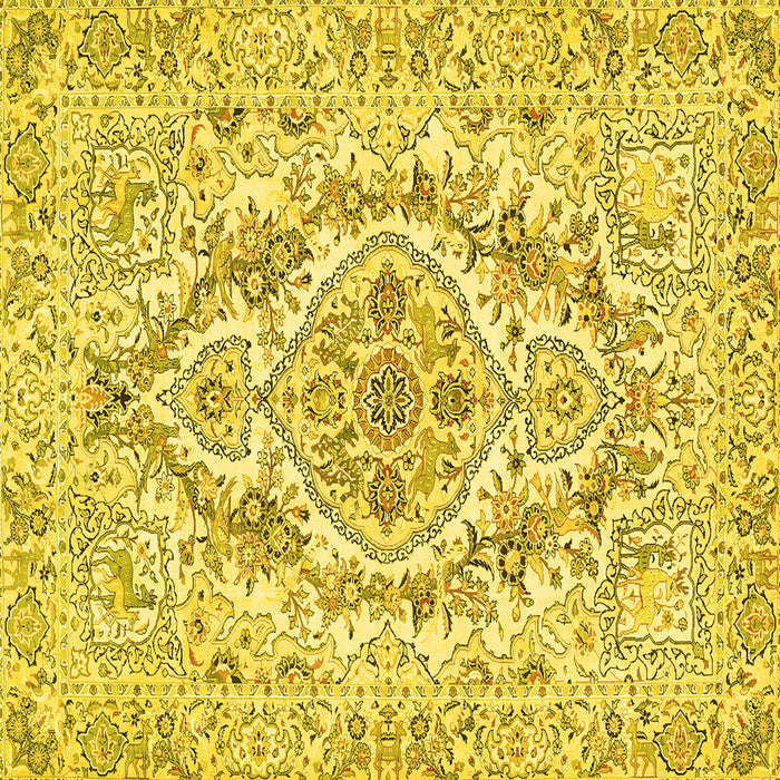 Square Medallion Yellow Traditional Rug, tr398yw