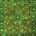 Round Machine Washable Persian Green Traditional Area Rugs, wshtr3990grn