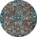 Round Machine Washable Persian Light Blue Traditional Rug, wshtr3990lblu