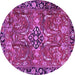 Round Persian Purple Traditional Rug, tr3990pur