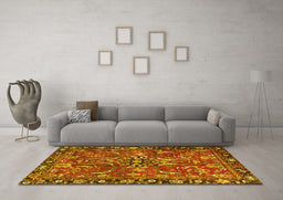 Machine Washable Persian Yellow Traditional Rug in a Living Room, wshtr3990yw