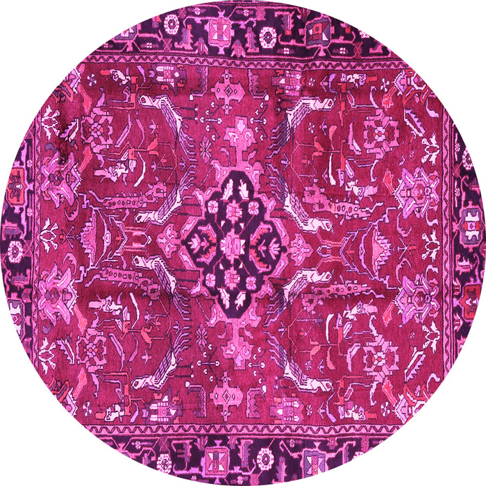 Round Persian Pink Traditional Rug, tr3990pnk