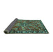 Sideview of Persian Turquoise Traditional Rug, tr3990turq