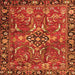 Round Machine Washable Persian Orange Traditional Area Rugs, wshtr3990org