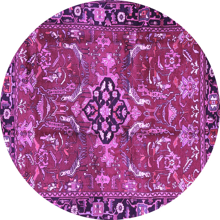 Round Machine Washable Persian Purple Traditional Area Rugs, wshtr3990pur