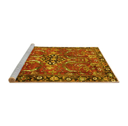 Sideview of Machine Washable Persian Yellow Traditional Rug, wshtr3990yw