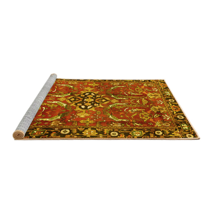 Sideview of Machine Washable Persian Yellow Traditional Rug, wshtr3990yw