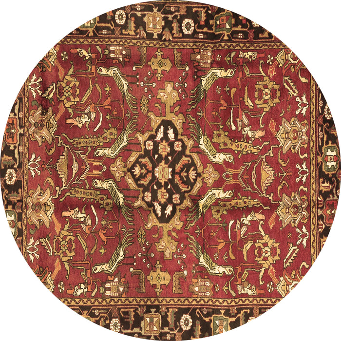 Round Machine Washable Persian Brown Traditional Rug, wshtr3990brn