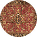 Round Machine Washable Persian Brown Traditional Rug, wshtr3990brn