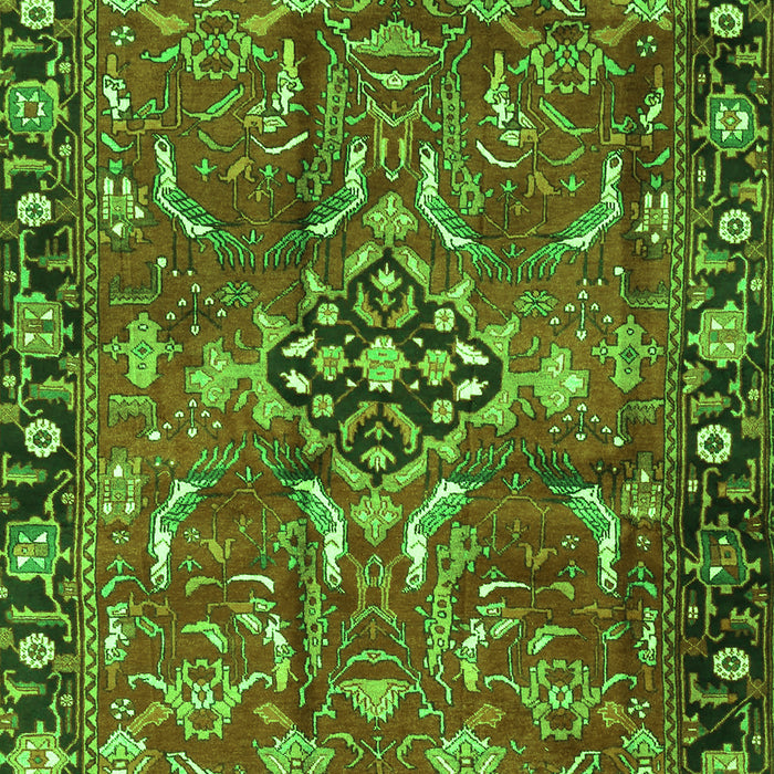 Serging Thickness of Machine Washable Persian Green Traditional Area Rugs, wshtr3990grn