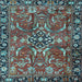 Square Machine Washable Persian Light Blue Traditional Rug, wshtr3990lblu