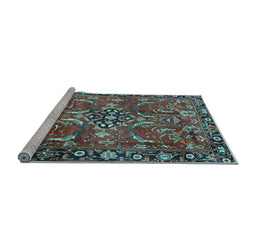 Sideview of Machine Washable Persian Light Blue Traditional Rug, wshtr3990lblu