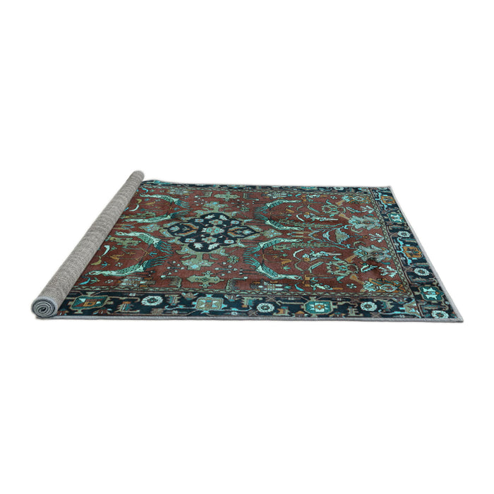 Sideview of Machine Washable Persian Light Blue Traditional Rug, wshtr3990lblu