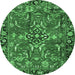 Round Persian Emerald Green Traditional Rug, tr3990emgrn