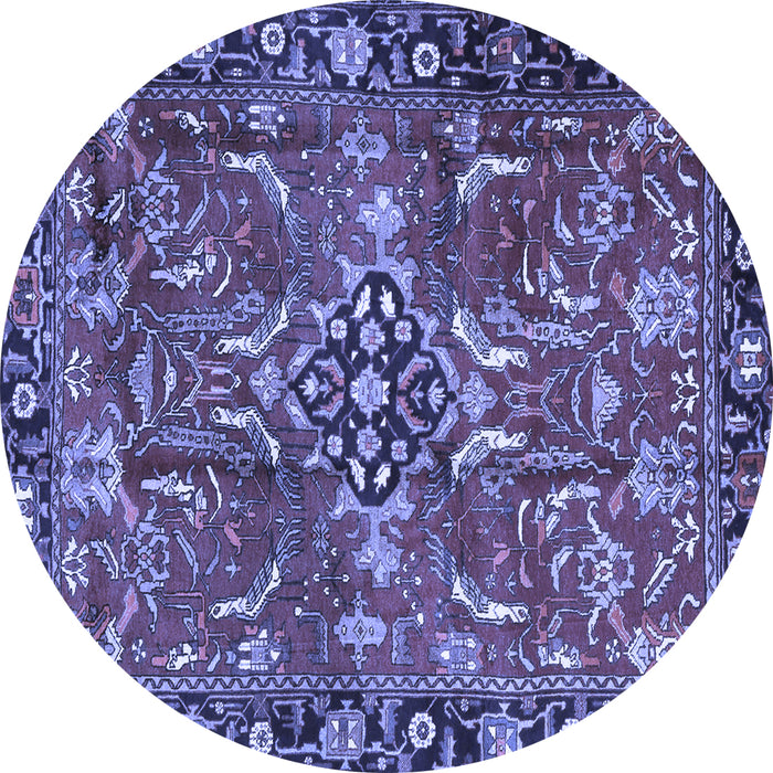 Round Machine Washable Persian Blue Traditional Rug, wshtr3990blu