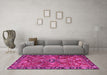 Machine Washable Persian Pink Traditional Rug in a Living Room, wshtr3990pnk