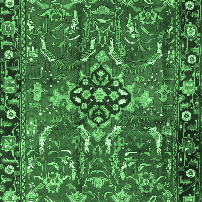 Machine Washable Persian Emerald Green Traditional Area Rugs, wshtr3990emgrn