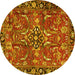 Round Machine Washable Persian Yellow Traditional Rug, wshtr3990yw