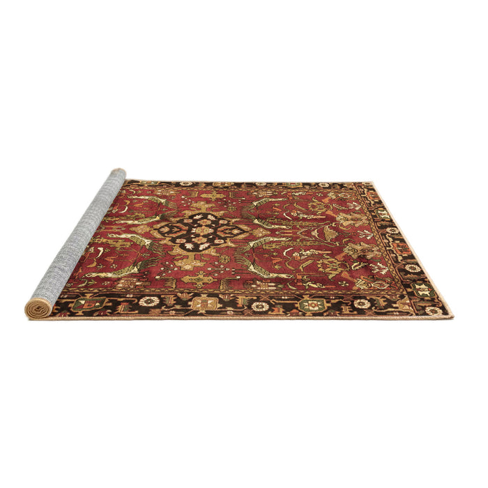 Sideview of Machine Washable Persian Brown Traditional Rug, wshtr3990brn