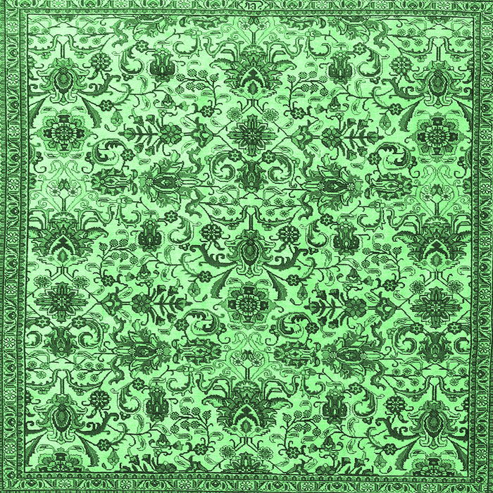Square Persian Emerald Green Traditional Rug, tr3991emgrn