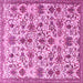 Square Machine Washable Persian Pink Traditional Rug, wshtr3991pnk