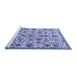 Sideview of Machine Washable Persian Blue Traditional Rug, wshtr3991blu