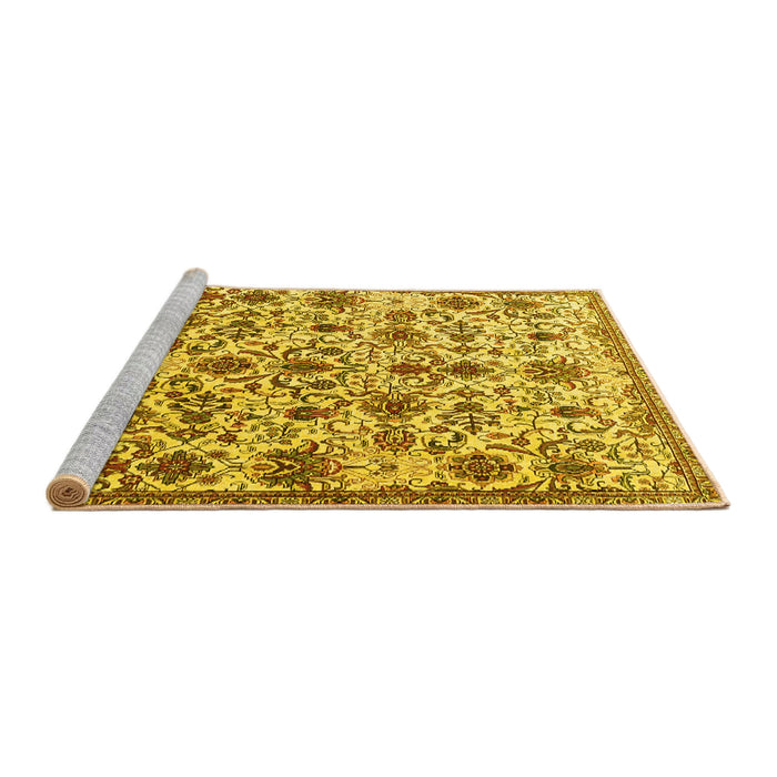 Sideview of Machine Washable Persian Yellow Traditional Rug, wshtr3991yw