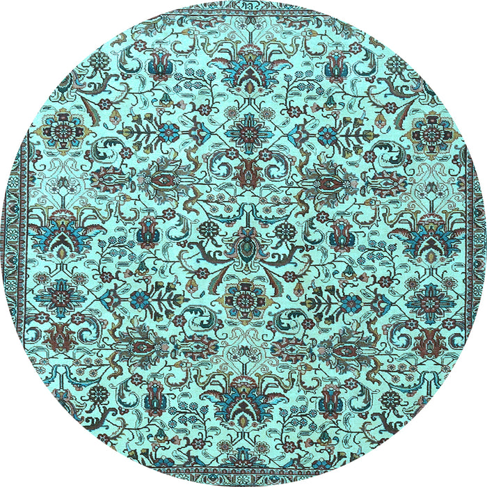 Round Persian Light Blue Traditional Rug, tr3991lblu