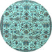 Round Persian Light Blue Traditional Rug, tr3991lblu