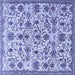 Square Machine Washable Persian Blue Traditional Rug, wshtr3991blu