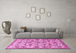 Machine Washable Persian Pink Traditional Rug in a Living Room, wshtr3991pnk