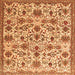 Round Machine Washable Persian Orange Traditional Area Rugs, wshtr3991org