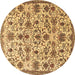 Round Persian Brown Traditional Rug, tr3991brn