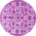 Round Machine Washable Persian Purple Traditional Area Rugs, wshtr3991pur