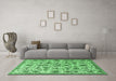 Machine Washable Persian Emerald Green Traditional Area Rugs in a Living Room,, wshtr3991emgrn