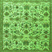 Round Machine Washable Persian Green Traditional Area Rugs, wshtr3991grn