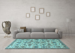 Machine Washable Persian Light Blue Traditional Rug in a Living Room, wshtr3991lblu